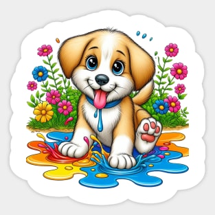 Colorful Splash Baby Dog Sticker